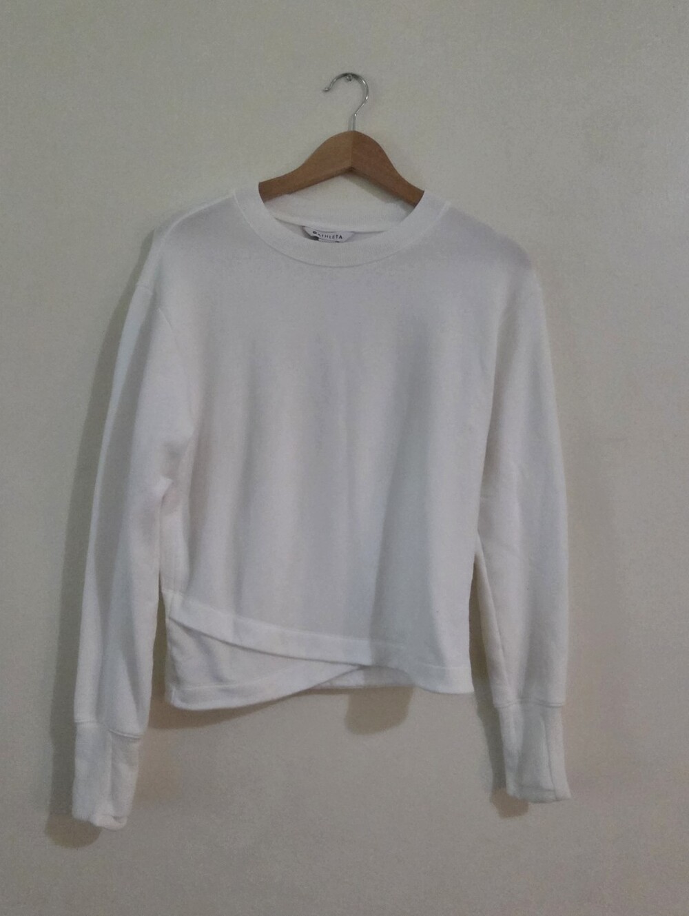Athleta White Cropped Pullover Sweatshirt